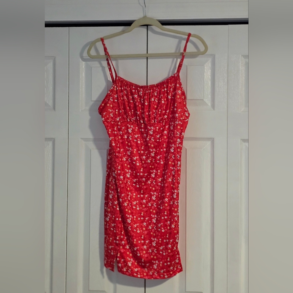 Red Ditsy Floral Dress